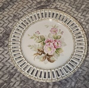 Ucagco porcelain reticulated plate made in Occupied Japan.